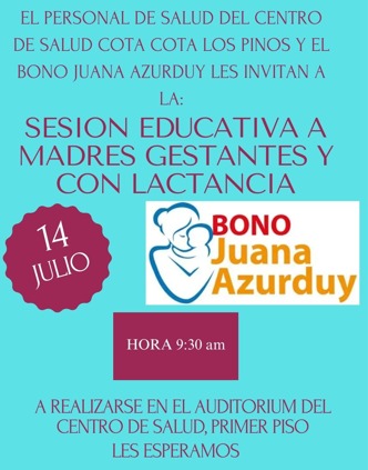 Sesión educativa a madres gestantes y con lactancia